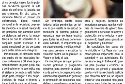 Violencia de género y feminicio en La Vega